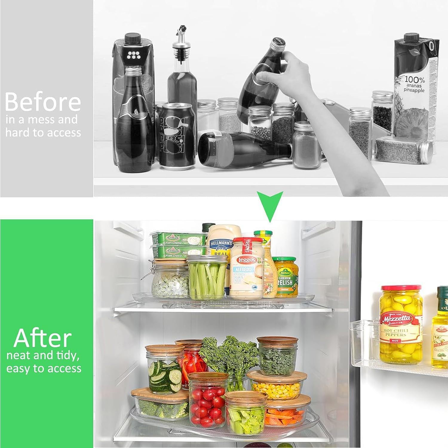 Creative New Product Turntable Organiz Refrigerator Storage Organization360Transparent Storage Tray Rack with Rotating Plate