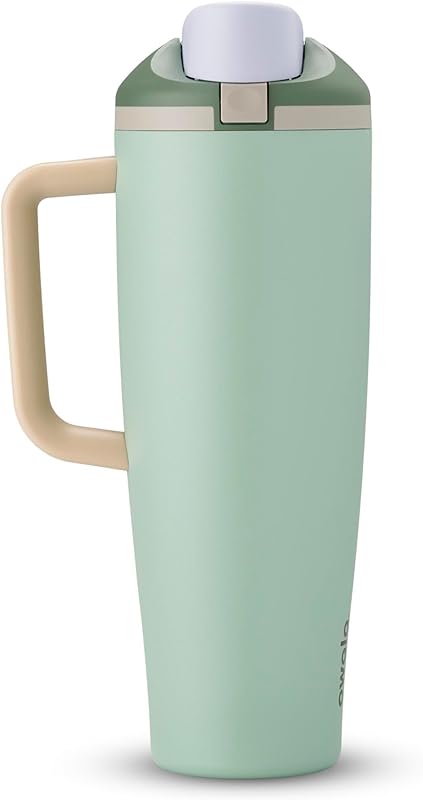 Tumbler Insulated Stainless Steel Water Bottle with Built-in Straw and Side Handle, For Travel, Work, School, and Sports, 40oz, BPA Free, Leak Proof, Lightly Toasted
