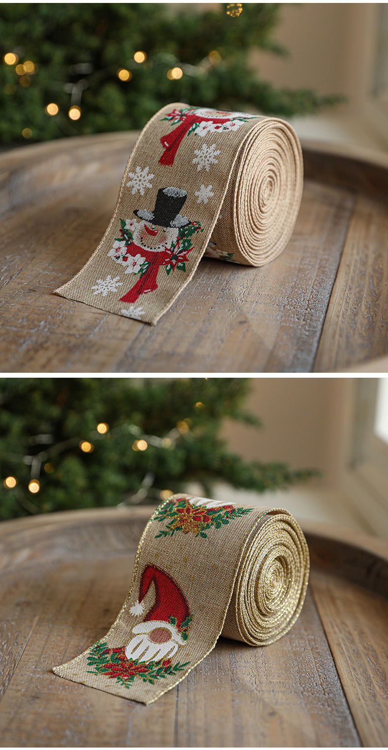 Linen Christmas Ribbon Christmas Tree Vine Wreath Decoration Ribbon Woven Ribbon Party Supplies Atmosphere Arrangement Color Ribbon