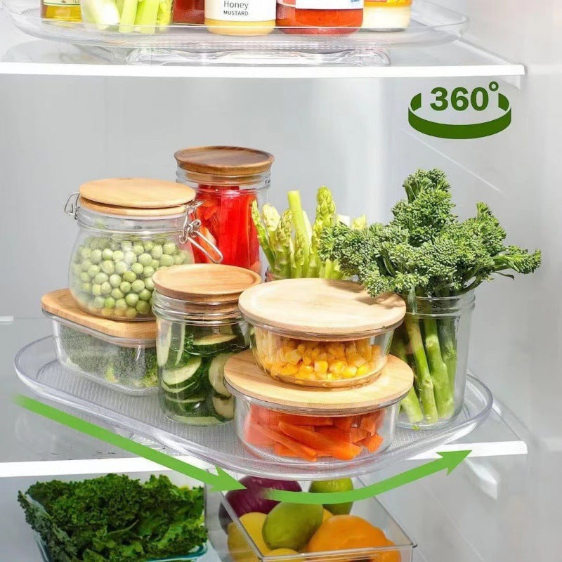 Creative New Product Turntable Organiz Refrigerator Storage Organization360Transparent Storage Tray Rack with Rotating Plate