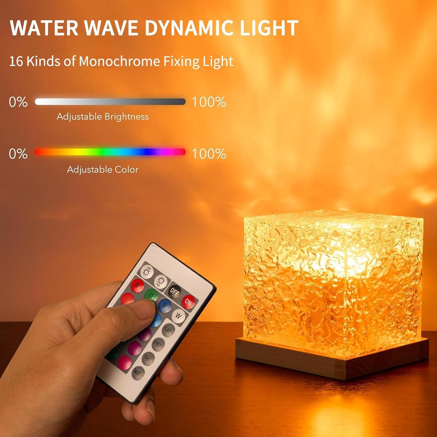 🌟🌟Ocean Wave Projector Light, 16-Color Luminorthe Cube Lamp & App Remote, 3D Holographic Water Ripple Romantic Ambient Lighting for Child's Room, Meditation Relaxation, Night Light