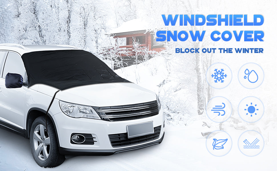 🌟🌟Windshield Snow Cover for Cars, Trucks, Vans - Waterproof, Windproof Winter Frost and Ice Removal Sunshade With Side Mirror Covers