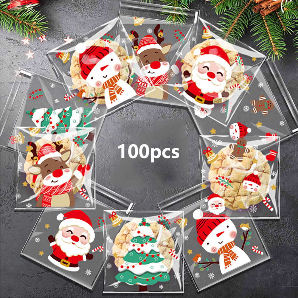 🎅🎄❄️100 Five Personalized Christmas Sets OPP Self-adhesive Bags Candy Chocolate Snack Bags Baking Cookies Snacks Packaging Bags🎁🌈