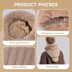 🌟🌟Three-in-One Cold-Proof Knitted Hat，New Women's Autumn and Winter Windproof Scarf Balaclava Hat（Khaki）