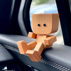 🌟🌟Shaking Wooden Man Figurine, Wooden Figure That Sways Handmade Car Dashboard Decorations, Charming Little Wood Figure That Sways with 12Pcs Magnetic Expressions Christmas Ornament Home/Office Gift