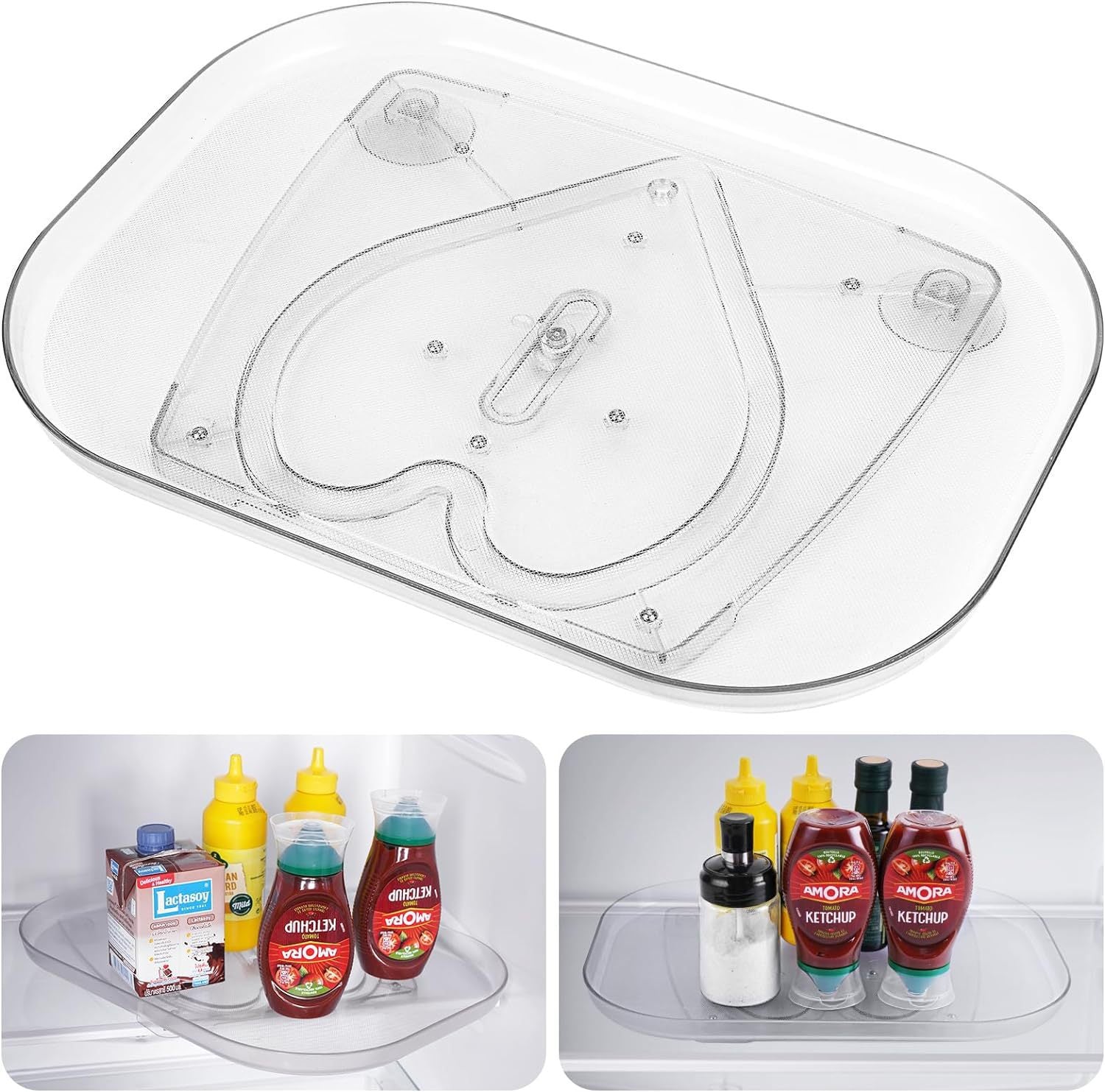 Creative New Product Turntable Organiz Refrigerator Storage Organization360Transparent Storage Tray Rack with Rotating Plate