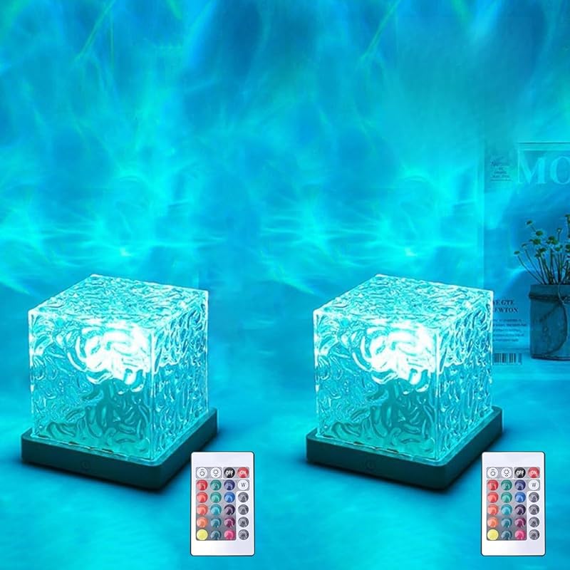🌟🌟Ocean Wave Projector Light, 16-Color Luminorthe Cube Lamp & App Remote, 3D Holographic Water Ripple Romantic Ambient Lighting for Child's Room, Meditation Relaxation, Night Light