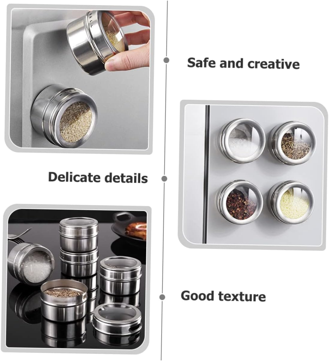 🌟 🌟Visible Window Spice Containers Lids 4 Pack Magnetic Condiment