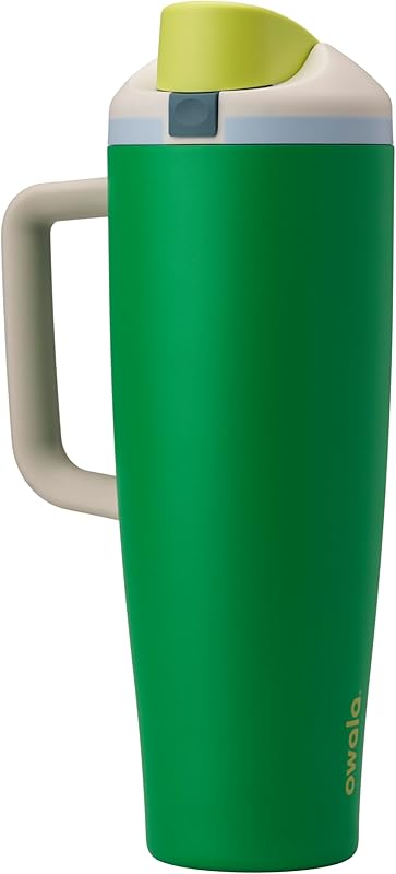Tumbler Insulated Stainless Steel Water Bottle with Built-in Straw and Side Handle, For Travel, Work, School, and Sports, 40oz, BPA Free, Leak Proof, Lightly Toasted