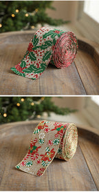 Linen Christmas Ribbon Christmas Tree Vine Wreath Decoration Ribbon Woven Ribbon Party Supplies Atmosphere Arrangement Color Ribbon