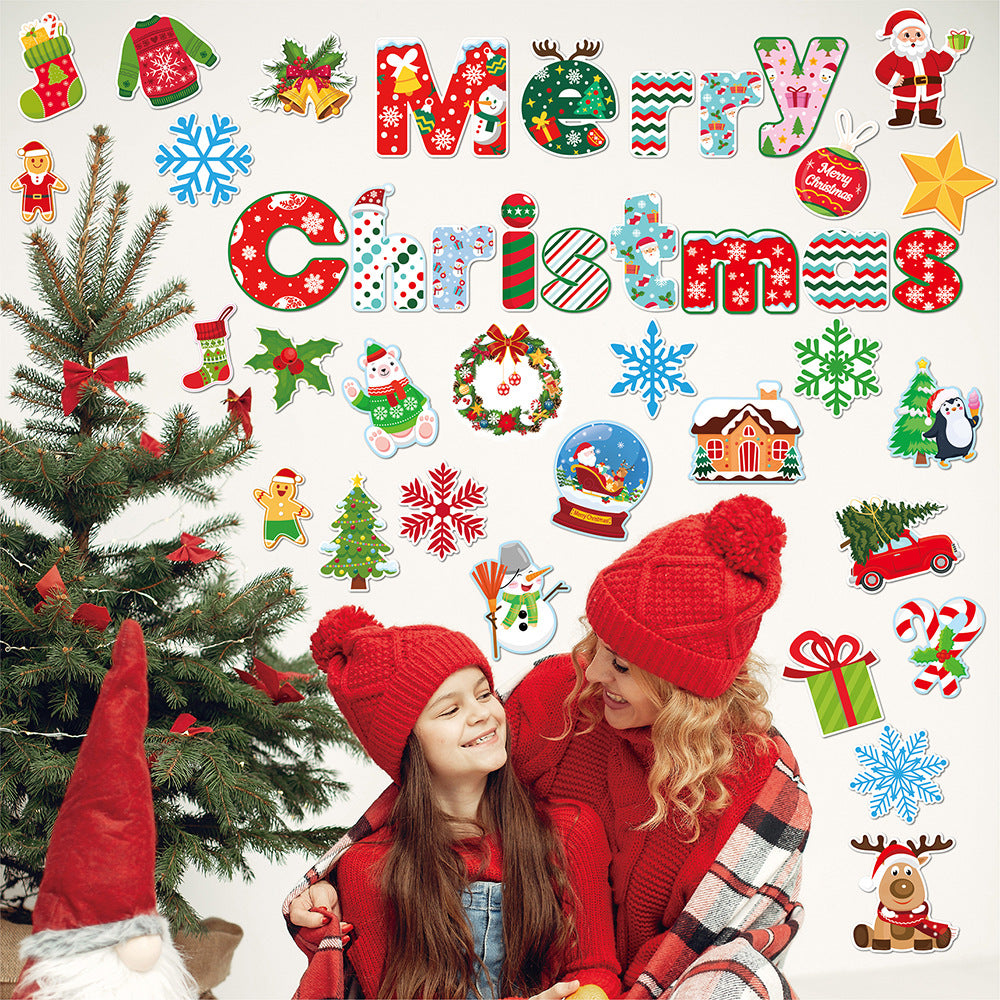 Christmas Party Decoration Set Merry Chrismas Decorate the bulletin board with Christmas wall stickers