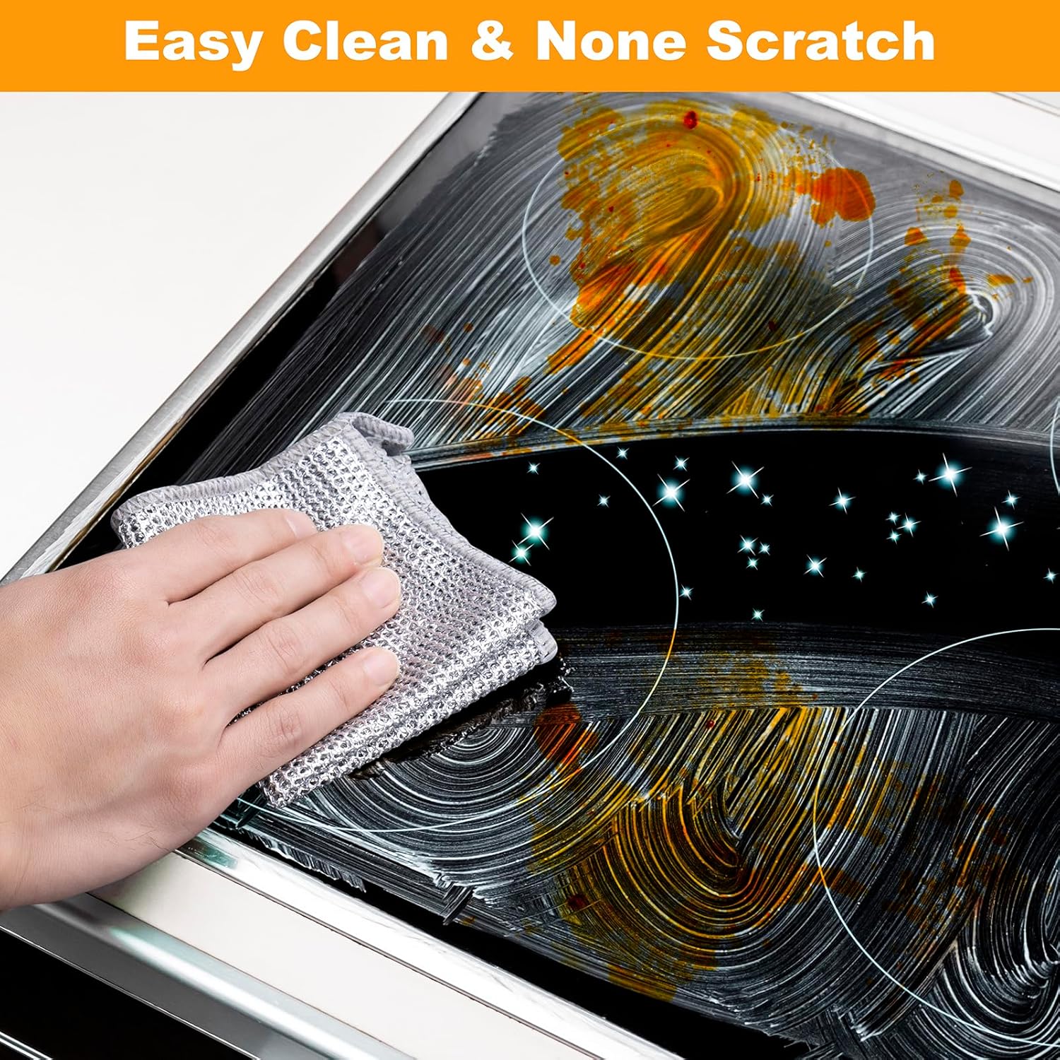 Non Scratch Wire Dishcloth, Multipurpose Wire Dishwashing Rag for Wet and Dry, Multifunctional Dish Rags for Washing Dishes, Reusable Steel Wool Scrubber for Kitchen Cleaning