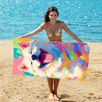 2-in-1 Foldable Beach Towel Printed Bath Towel Integrated Beach Towel Integrated Bag Storage
