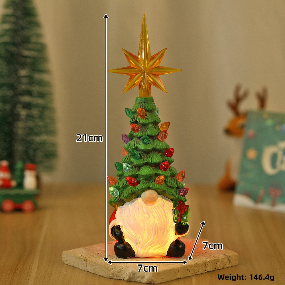 🎅🎄❄️Old Man Tree Resin Ornament Christmas Celebration Mall Window Cute Style Glowing Craft🎁🌈