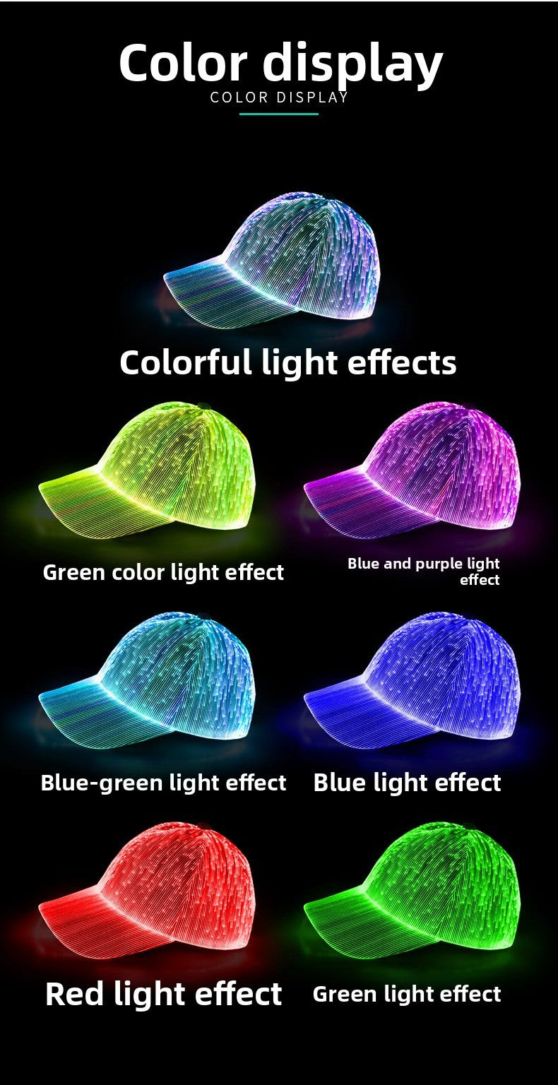 🌟  🌟 Hot sale new led Fiber Optic Glowing Hat Bar Disco Glowing Baseball Cap Hip Hop Couple Flashing Hat 🌟  🌟