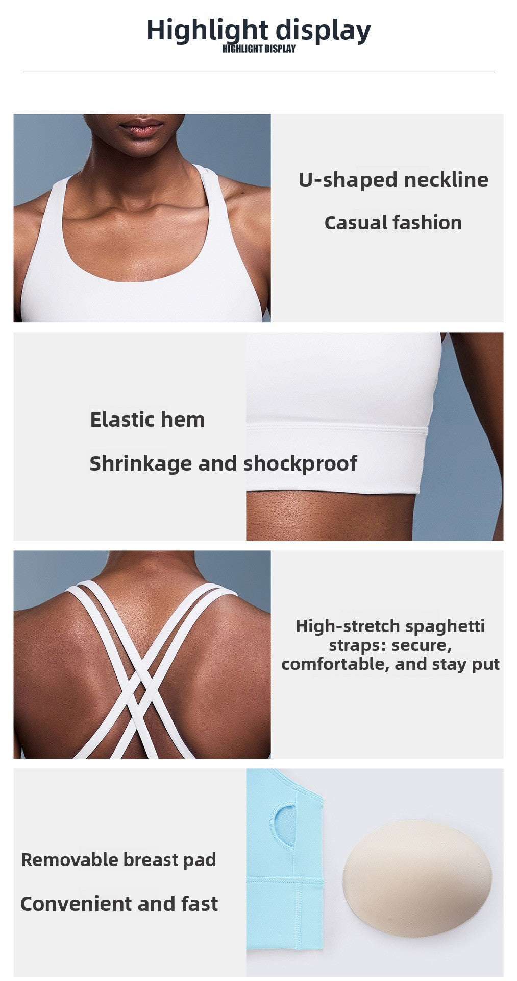 🎁🌈New Cross Back Yoga Bra Double-sided Brushed Bare-feel High-strength Shockproof Push-up Sports Bra