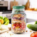 🌟 🌟The Original Salad Pod - Salad Pod Mason Jar Side Open with Leakproof Dressing Compartment,Microwave-safe, dishwasher-safe, and freezer-safe,Suitable for Home, Outdoor, Travel and Party