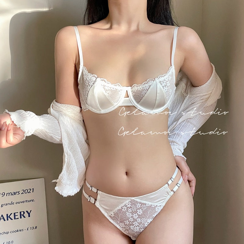 🎁🌈French Style Ultra-Thin Sexy Half-Cup Lace Bra for Large Busts, Minimizing Small Busts, Purely Push-Up, Anti-Sagging, Enhancing Bust Bra