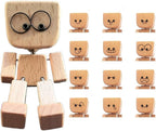 🌟🌟Shaking Wooden Man Figurine, Wooden Figure That Sways Handmade Car Dashboard Decorations, Charming Little Wood Figure That Sways with 12Pcs Magnetic Expressions Christmas Ornament Home/Office Gift
