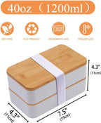 🌟 🌟Japanese Bamboo Bento Box with Compartments and Utensils Stackable Lunch Box