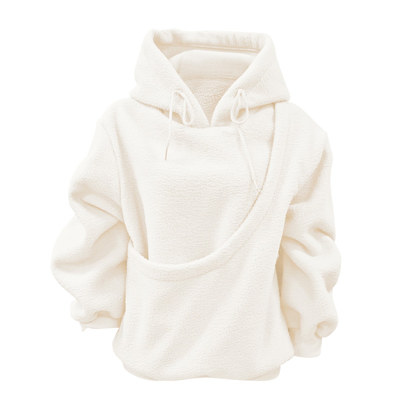 2025 new  Autumn Winter Solid Color Hooded Plush Pet Pocket Loose Pullover Sweatshirt for Women