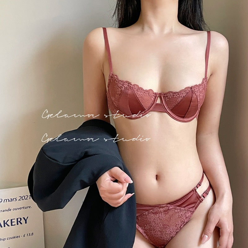 🎁🌈French Style Ultra-Thin Sexy Half-Cup Lace Bra for Large Busts, Minimizing Small Busts, Purely Push-Up, Anti-Sagging, Enhancing Bust Bra