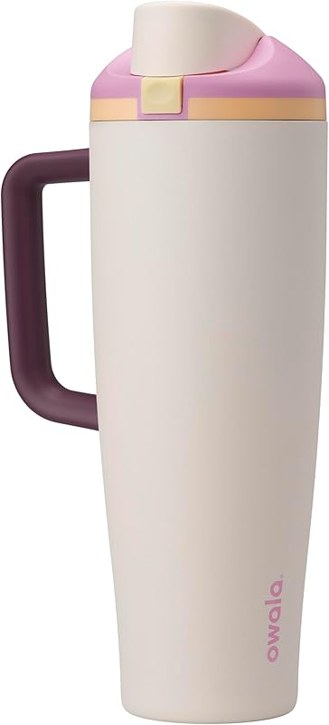 Tumbler Insulated Stainless Steel Water Bottle with Built-in Straw and Side Handle, For Travel, Work, School, and Sports, 40oz, BPA Free, Leak Proof, Lightly Toasted