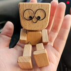 🌟🌟Shaking Wooden Man Figurine, Wooden Figure That Sways Handmade Car Dashboard Decorations, Charming Little Wood Figure That Sways with 12Pcs Magnetic Expressions Christmas Ornament Home/Office Gift