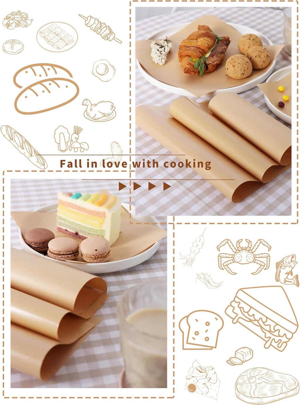 200 Pcs Dual-Sided Silicone Parchment Paper Sheets - Food Grade Non-Stick BBQ and Baking Paper for Ovens and Baking Trays - 12x16 inches
