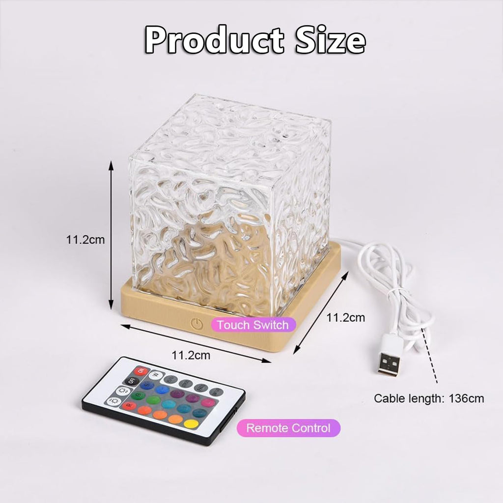 🌟🌟Ocean Wave Projector Light, 16-Color Luminorthe Cube Lamp & App Remote, 3D Holographic Water Ripple Romantic Ambient Lighting for Child's Room, Meditation Relaxation, Night Light