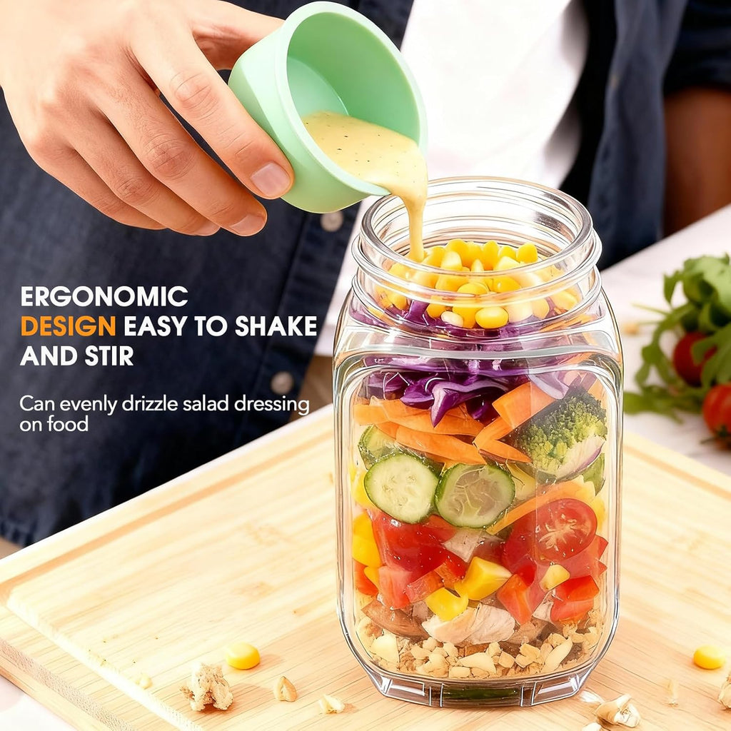 🌟 🌟The Original Salad Pod - Salad Pod Mason Jar Side Open with Leakproof Dressing Compartment,Microwave-safe, dishwasher-safe, and freezer-safe,Suitable for Home, Outdoor, Travel and Party