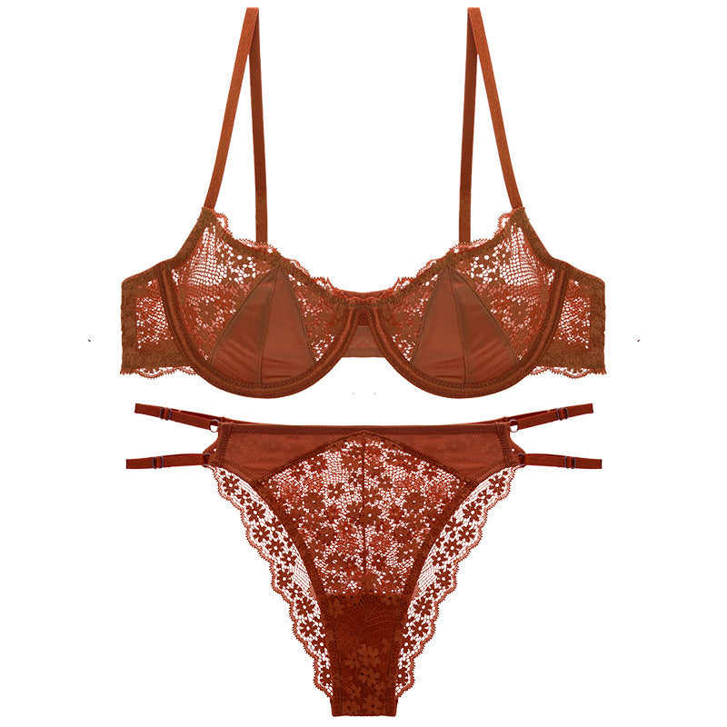 🎁🌈French Style Ultra-Thin Sexy Half-Cup Lace Bra for Large Busts, Minimizing Small Busts, Purely Push-Up, Anti-Sagging, Enhancing Bust Bra