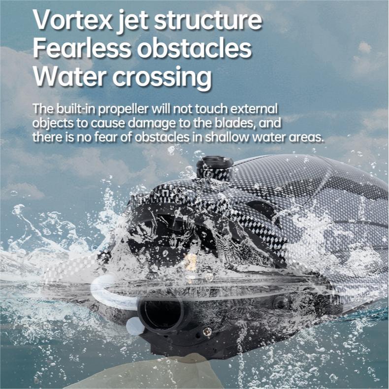 FY011Carbon Fiber Pattern Speedboat2.4G Full Scale Remote Control with Lights, Flip and Reset Electric High-Speed Water-Cooled Turbine Jet Boat