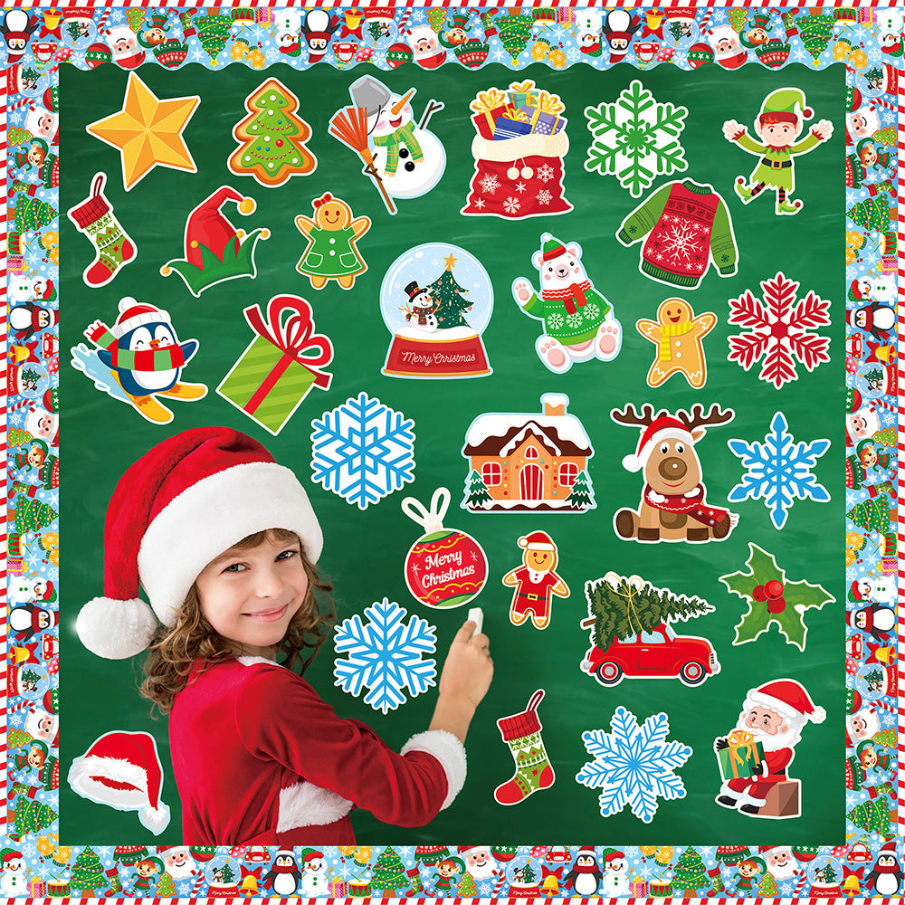 Christmas Party Decoration Set Merry Chrismas Decorate the bulletin board with Christmas wall stickers