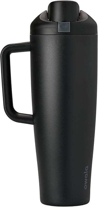 Tumbler Insulated Stainless Steel Water Bottle with Built-in Straw and Side Handle, For Travel, Work, School, and Sports, 40oz, BPA Free, Leak Proof, Lightly Toasted