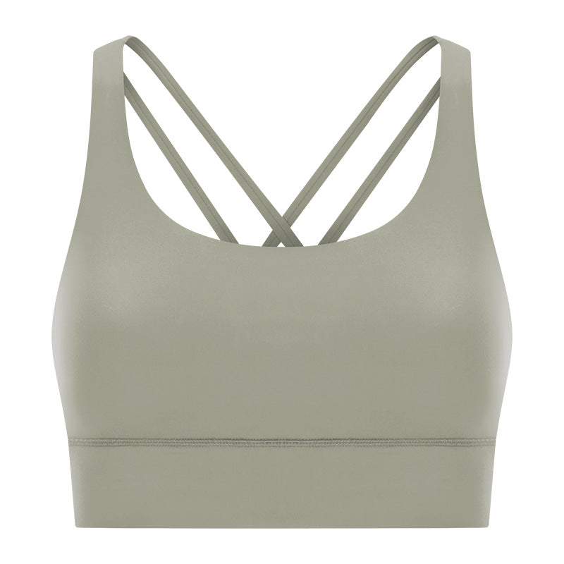 🎁🌈New Cross Back Yoga Bra Double-sided Brushed Bare-feel High-strength Shockproof Push-up Sports Bra