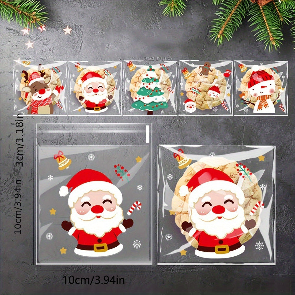 🎅🎄❄️100 Five Personalized Christmas Sets OPP Self-adhesive Bags Candy Chocolate Snack Bags Baking Cookies Snacks Packaging Bags🎁🌈
