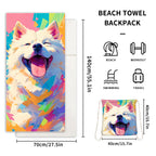 2-in-1 Foldable Beach Towel Printed Bath Towel Integrated Beach Towel Integrated Bag Storage