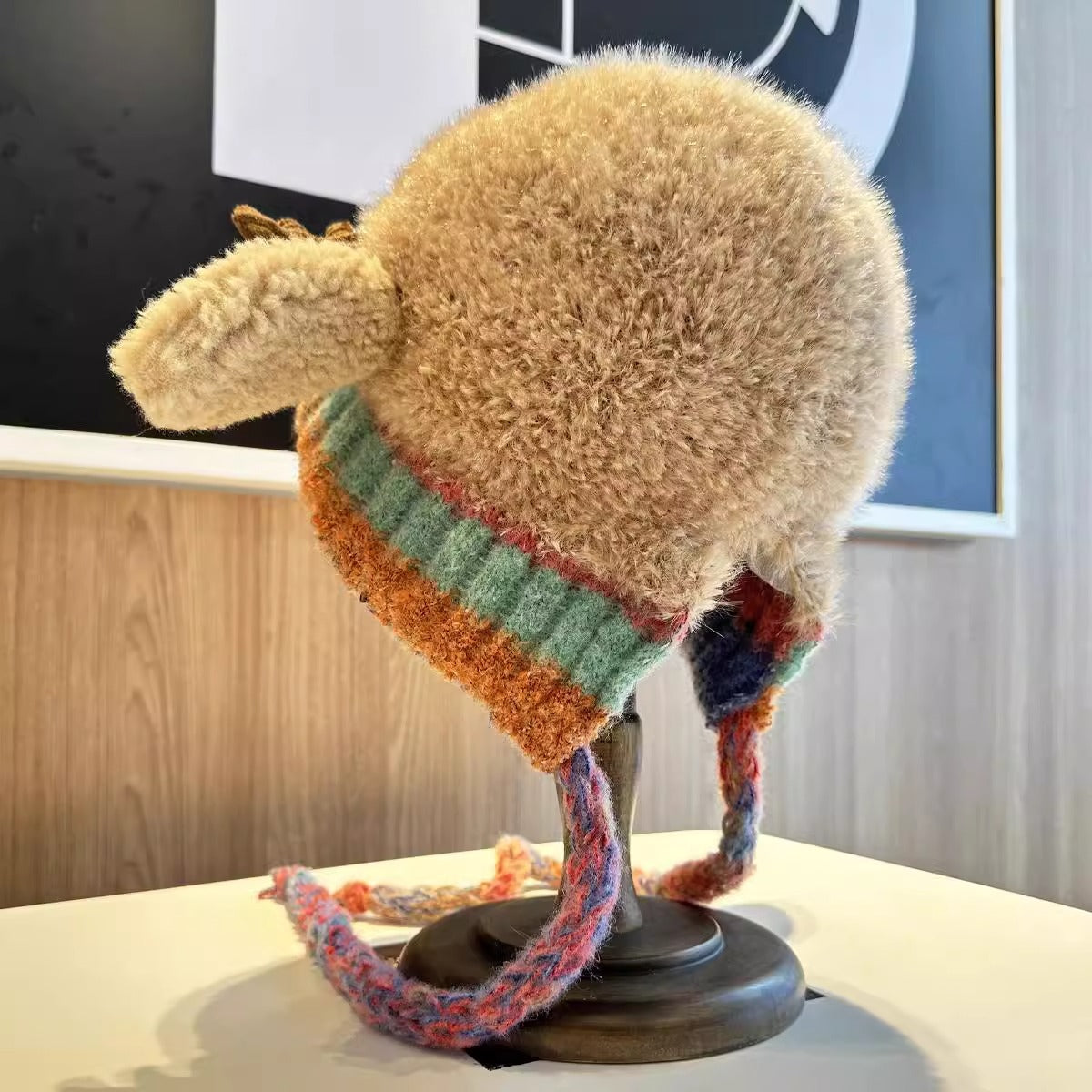 🎅🎄❄️Cute Christmas Reindeer Antlers Plush Hat for Women, Autumn and Winter Warmth, Can Be Used as a Bag, Ear Protection Knitted Wool Hat,  Adorable🎅🎄❄️