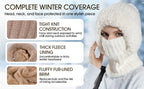 🌟🌟Three-in-One Cold-Proof Knitted Hat，New Women's Autumn and Winter Windproof Scarf Balaclava Hat（Khaki）