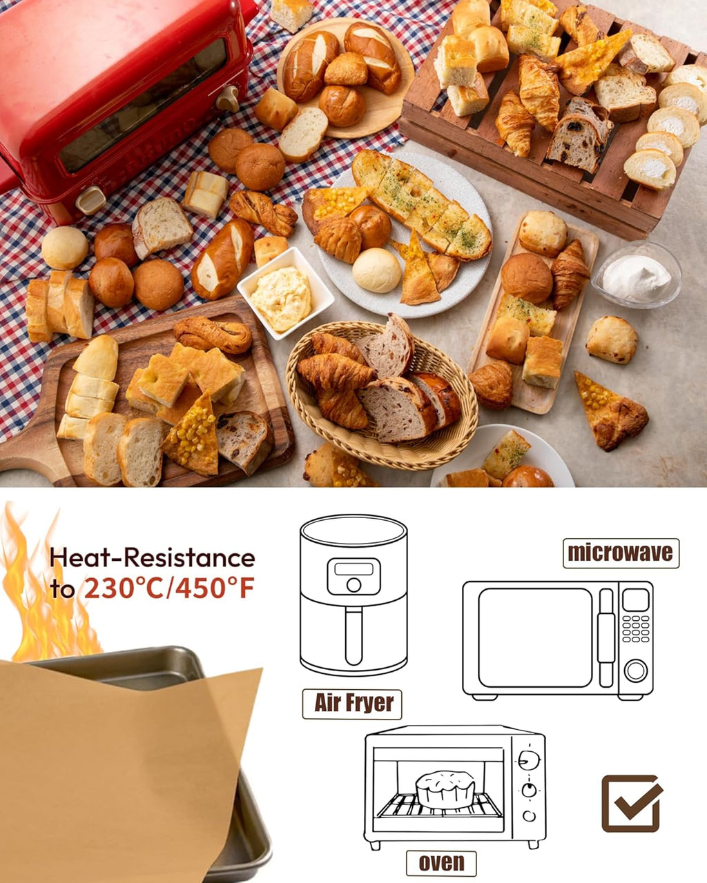 200 Pcs Dual-Sided Silicone Parchment Paper Sheets - Food Grade Non-Stick BBQ and Baking Paper for Ovens and Baking Trays - 12x16 inches
