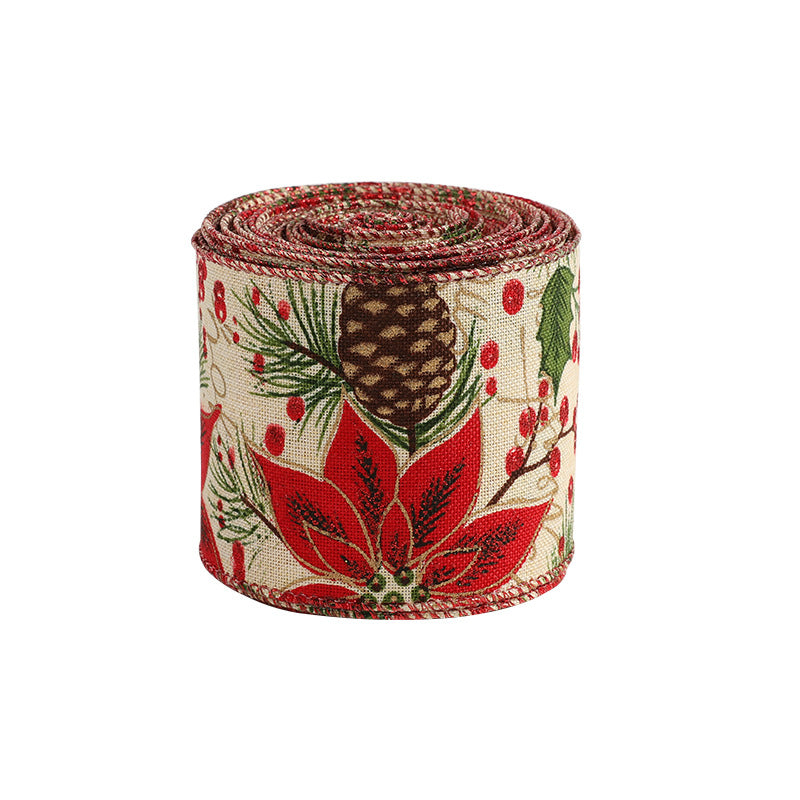 Linen Christmas Ribbon Christmas Tree Vine Wreath Decoration Ribbon Woven Ribbon Party Supplies Atmosphere Arrangement Color Ribbon