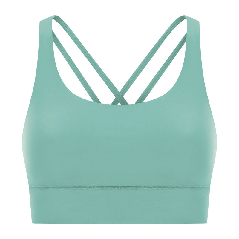 🎁🌈New Cross Back Yoga Bra Double-sided Brushed Bare-feel High-strength Shockproof Push-up Sports Bra