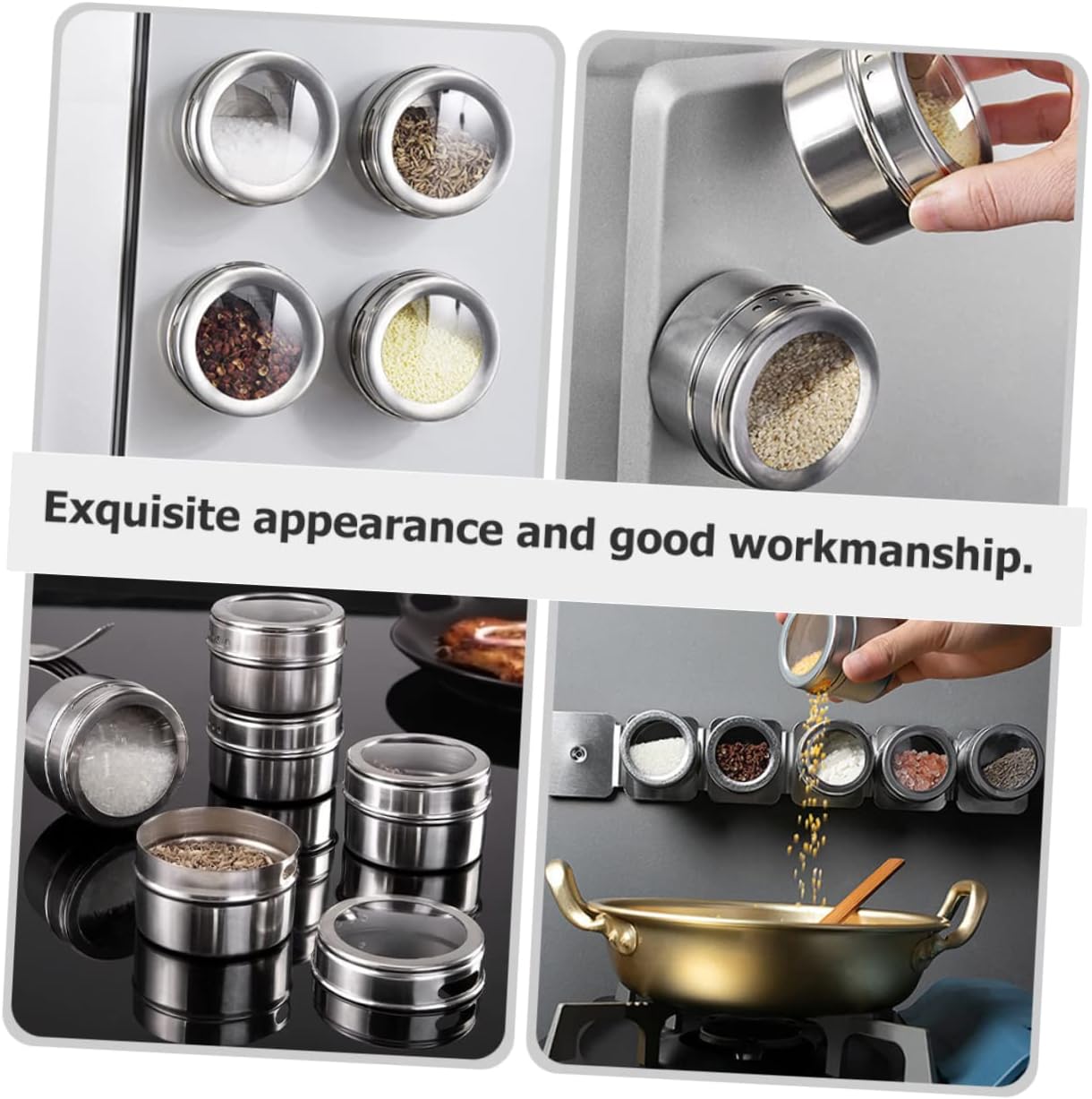 🌟 🌟Visible Window Spice Containers Lids 4 Pack Magnetic Condiment