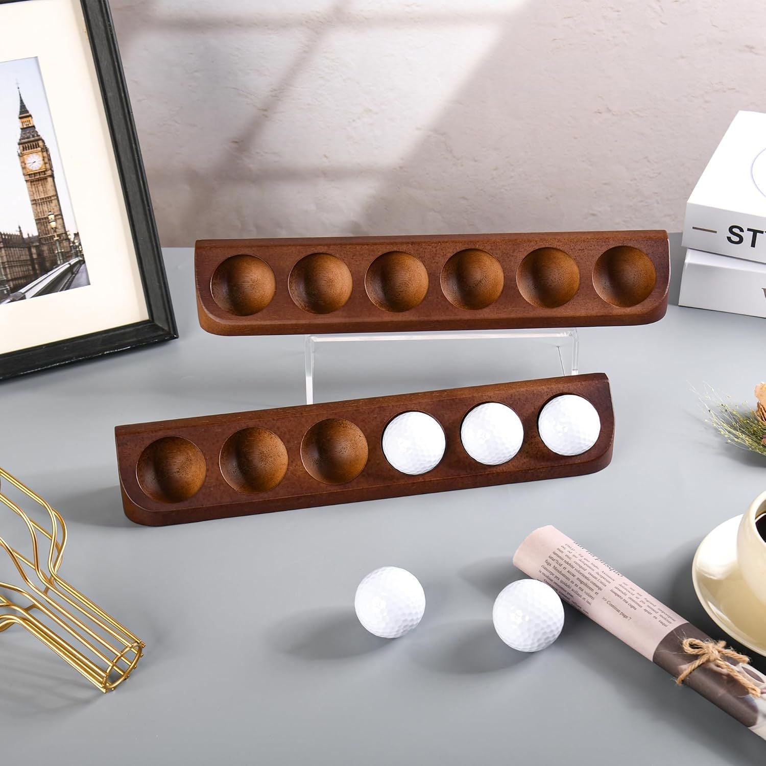 Hot-Selling Golf Ball Storage Rack Home Living Room Desktop Decoration Ornament Wooden Golf Ball Display Rack
