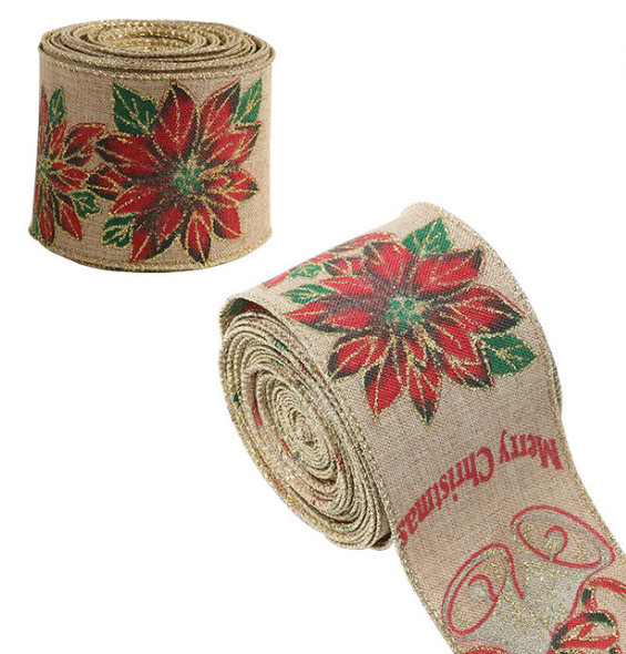 Linen Christmas Ribbon Christmas Tree Vine Wreath Decoration Ribbon Woven Ribbon Party Supplies Atmosphere Arrangement Color Ribbon