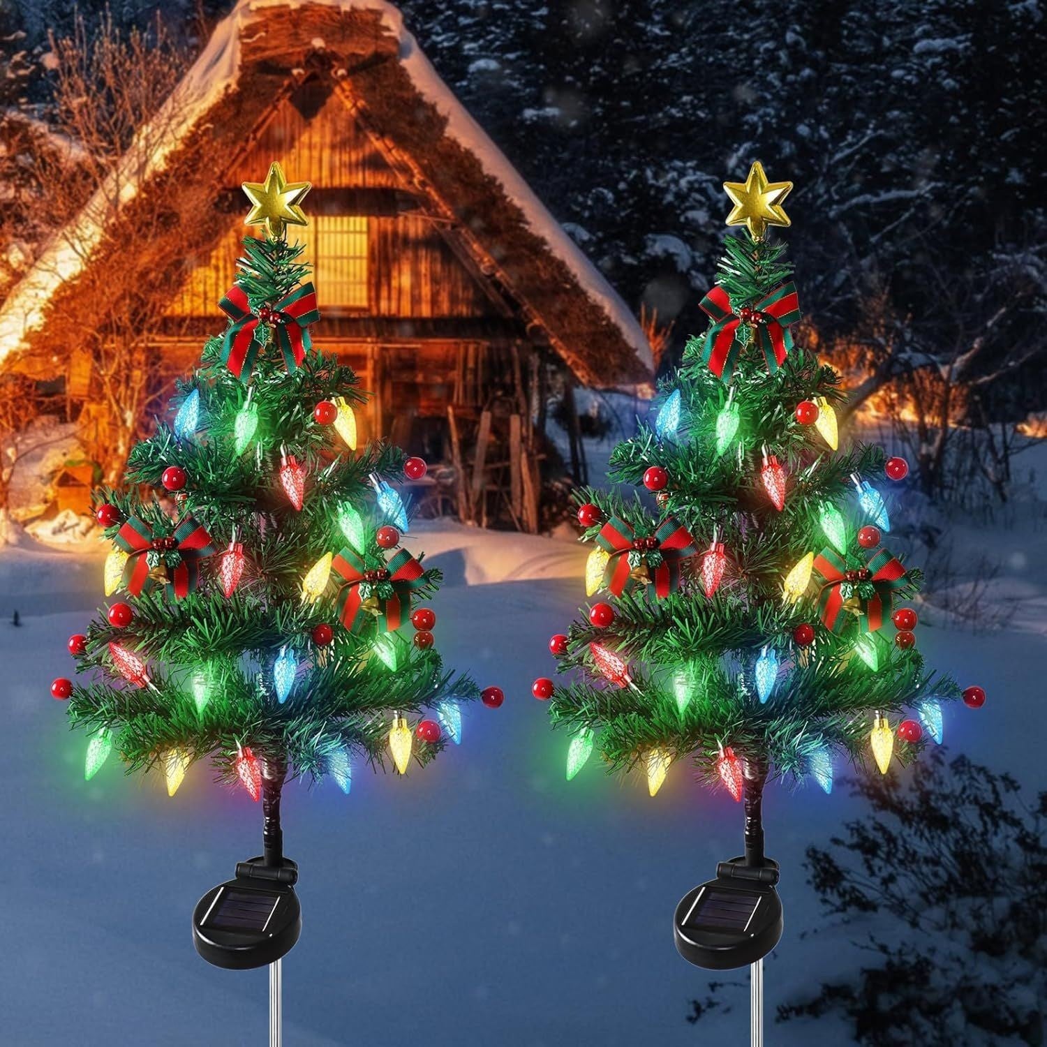🎅🎄❄️Solar Christmas Pine Tree Light Outdoor Lawn Decoration Landscape Christmas Festival Atmosphere LED Garden lamp❄️🎄🎅