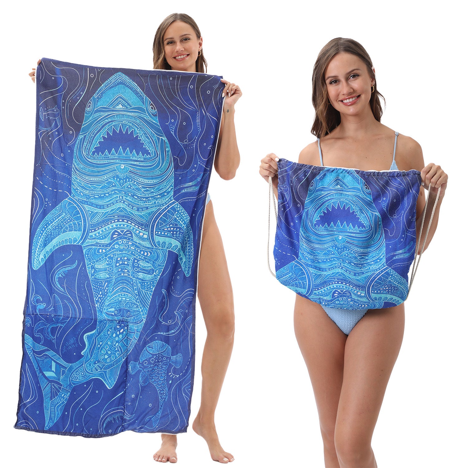 2-in-1 Foldable Beach Towel Printed Bath Towel Integrated Beach Towel Integrated Bag Storage