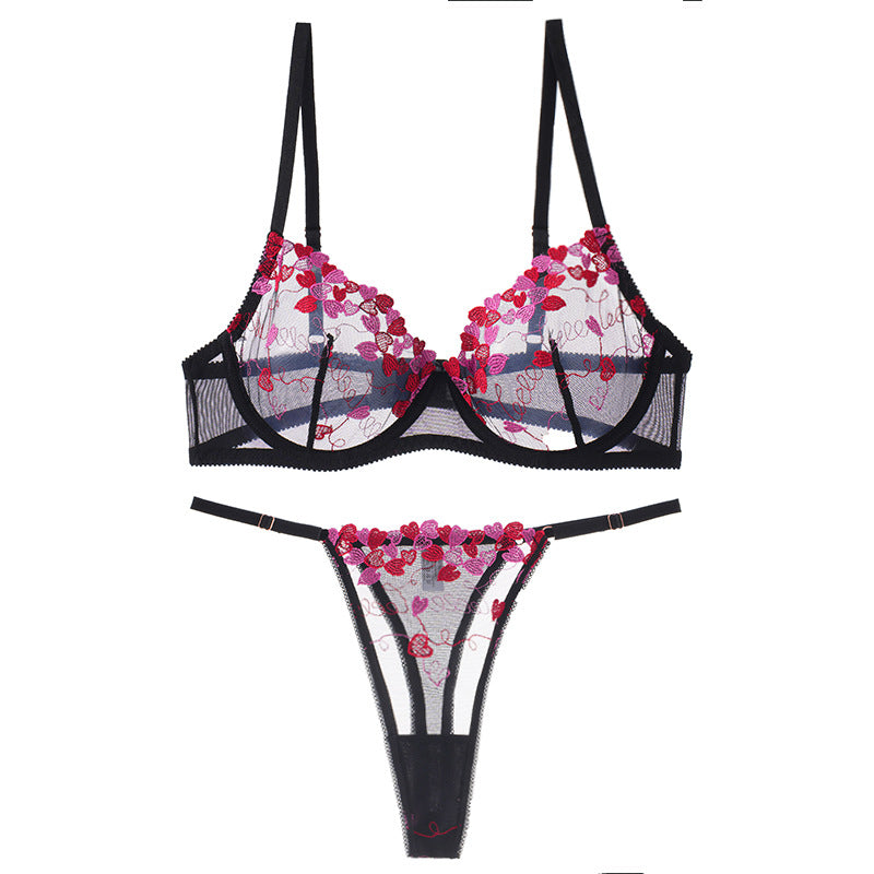 🎁🌈 Temptation Rose Lace Women's Bra Set Push-Up Support Side Breast Pure Desire Sexy Lingerie for Women