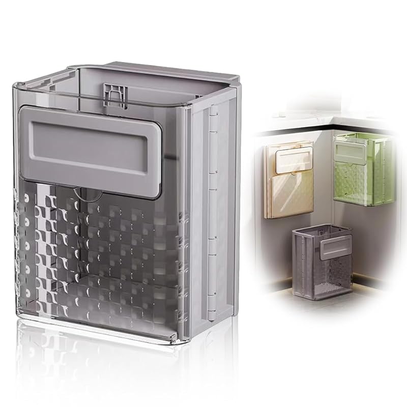 🌟🌟Folding Hanging Trash Can, Kitchen Cabinet/Car/Bedroom/Bathroom Folding Hanging Small Plastic Trash Can